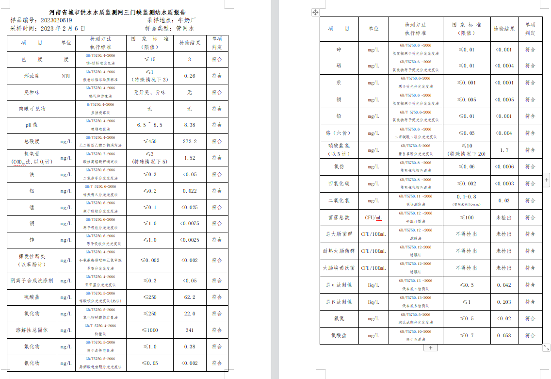 三門,峽市,供水集,團(tuán),有,限公,司出廠,水水, . 三門峽市供水集團(tuán)有限公司出廠水水質(zhì)信息（2023年2月）